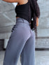 TRENDY, classic pants with buttons - DARK GRAY
